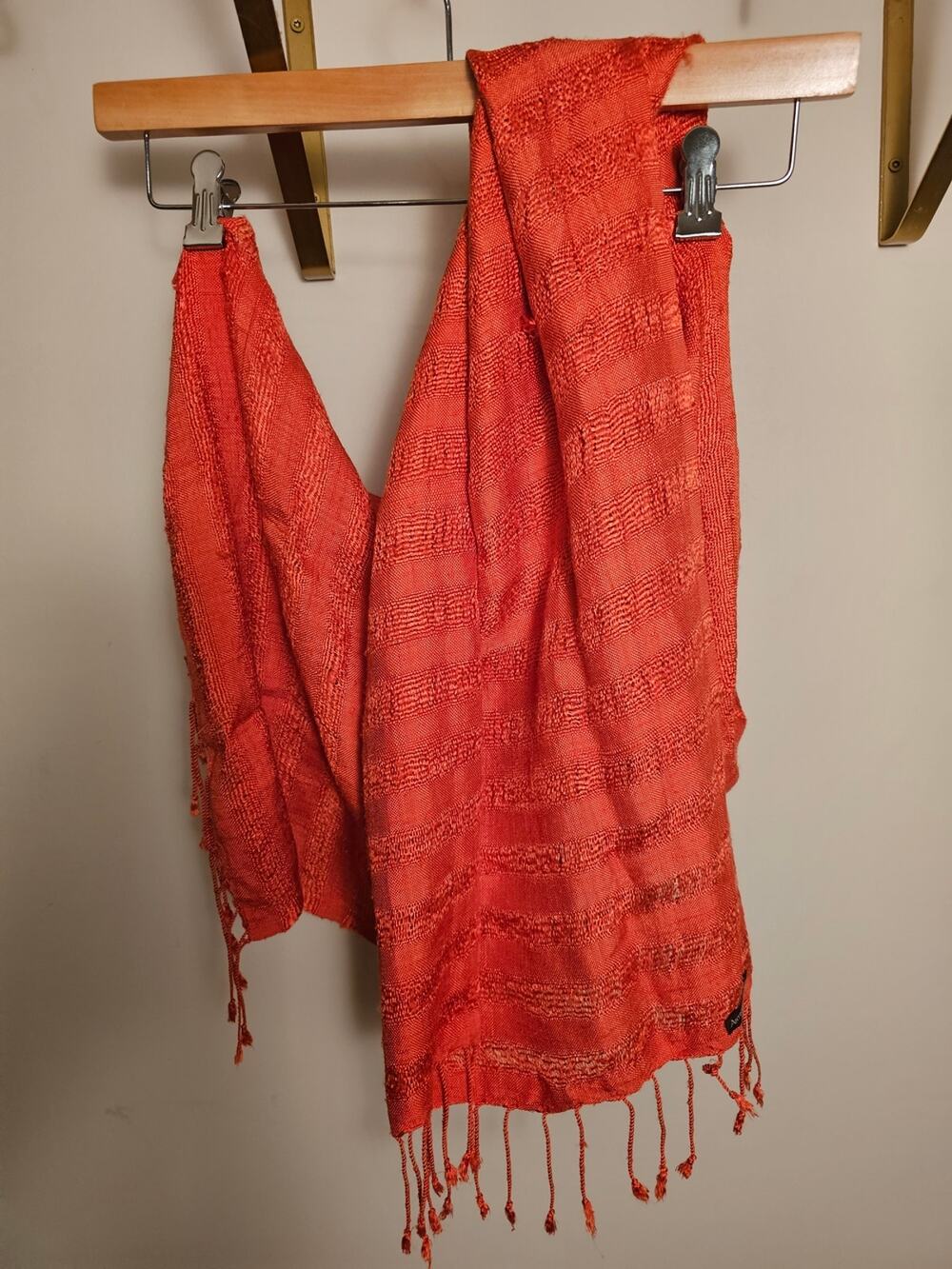 Artisan's Angkor Orange Handwoven Scarf From Cambodia